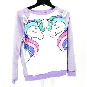 Evy of California Plush Unicorn Sweatshirt Lilac XL